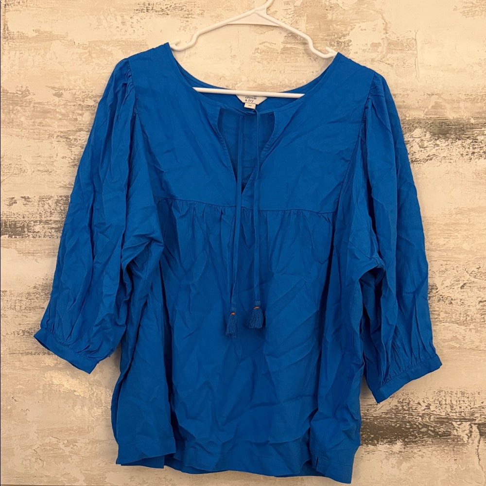 Blue Crown & Ivy Blouse with Tie
